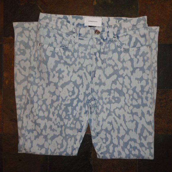 CURRENT ELLIOTT High Rise Blue Inky Leopard Pattern Ankle Jeans Size 27 - Picture 1 of 9